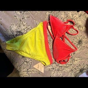 Velvet Neon Two Piece High Waist Bikini